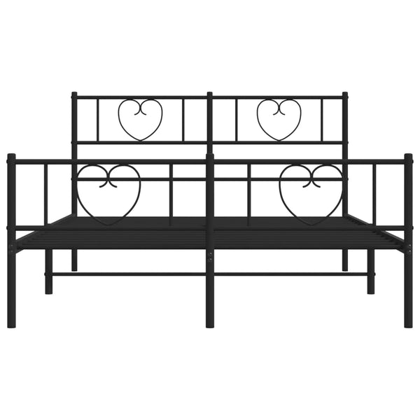 Metallinen sängynrunko päädyillä musta 120x200 cm