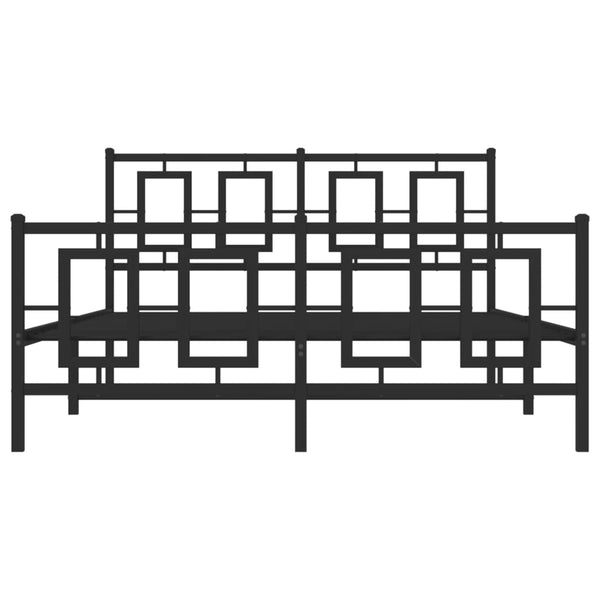 Metallinen sängynrunko päädyillä musta 135x190 cm