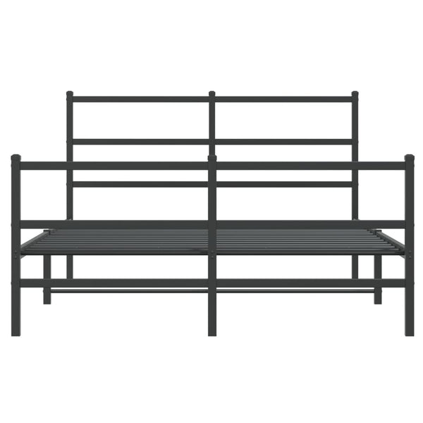 Metallinen sängynrunko päädyillä musta 135x190 cm