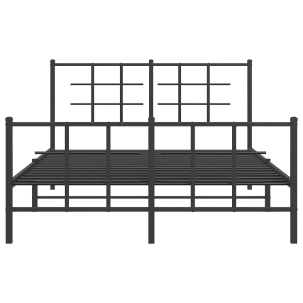 Metallinen sängynrunko päädyillä musta 135x190 cm