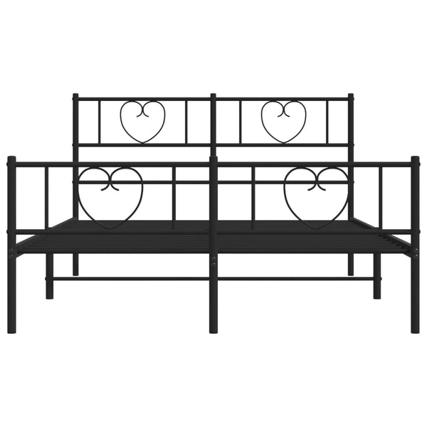 Metallinen sängynrunko päädyillä musta 135x190 cm