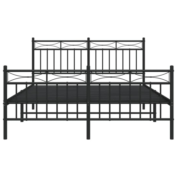 Metallinen sängynrunko päädyillä musta 140x190 cm
