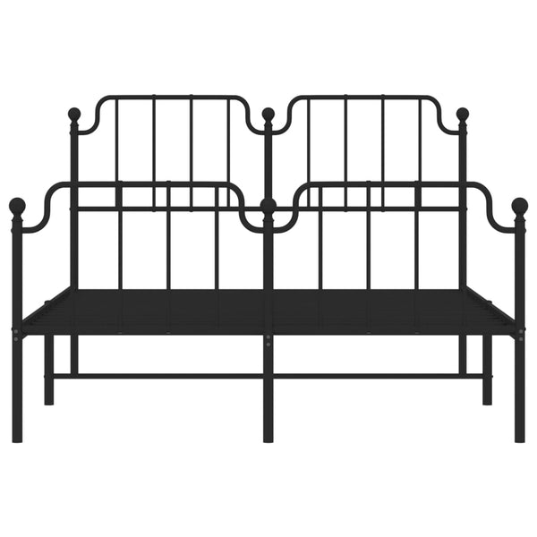 Metallinen sängynrunko päädyillä musta 140x190 cm