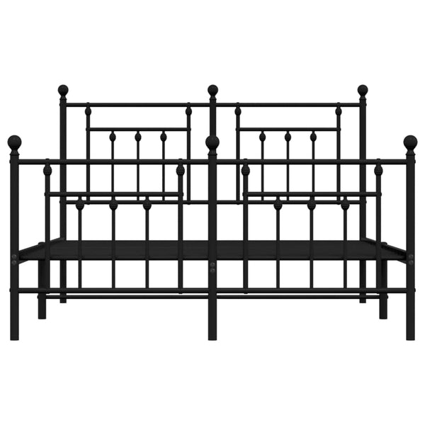 Metallinen sängynrunko päädyillä musta 140x190 cm