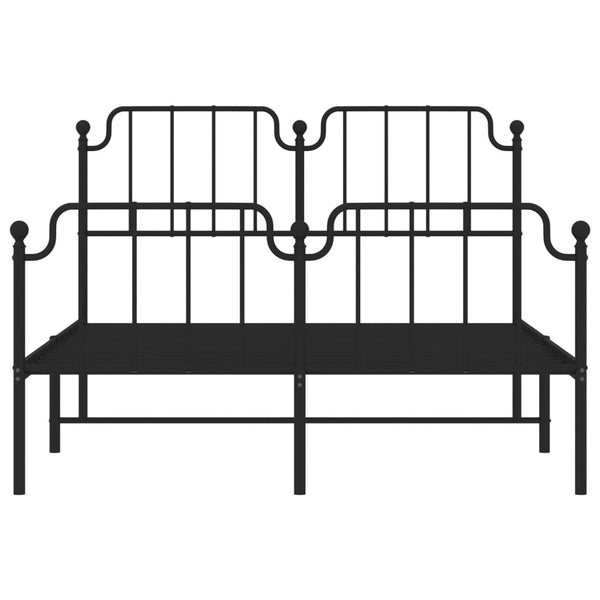 Metallinen sängynrunko päädyillä musta 140x200 cm