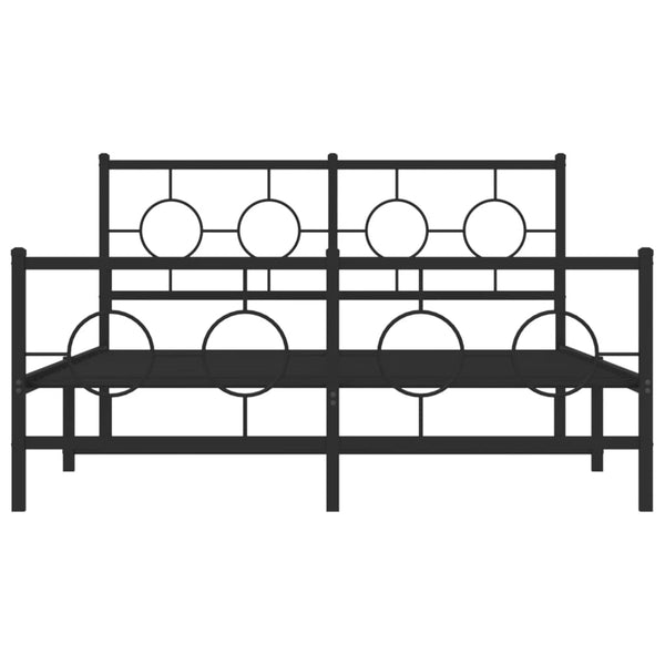 Metallinen sängynrunko päädyillä musta 140x200 cm