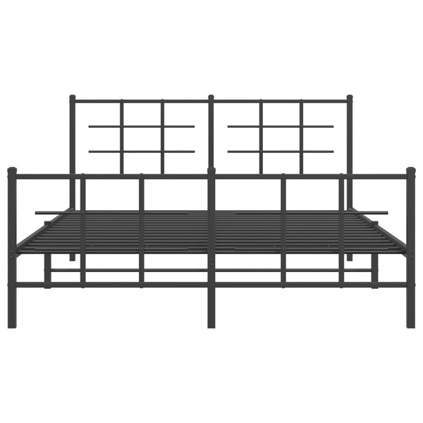 Metallinen sängynrunko päädyillä musta 150x200 cm