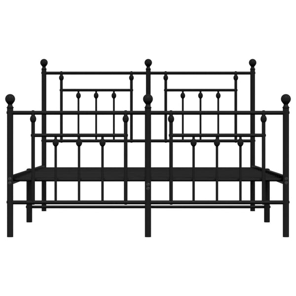 Metallinen sängynrunko päädyillä musta 150x200 cm