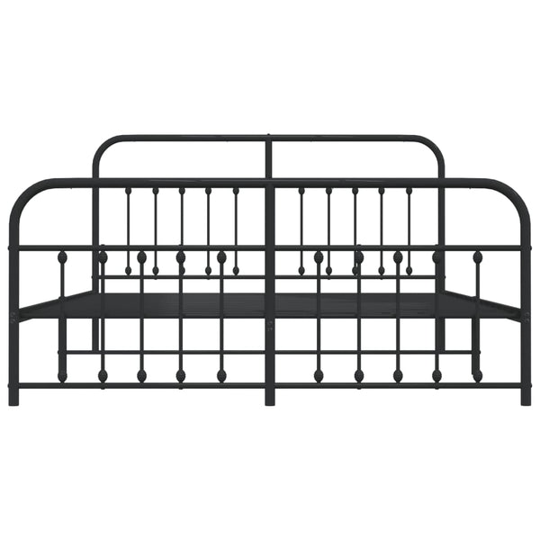 Metallinen sängynrunko päädyillä musta 180x200 cm