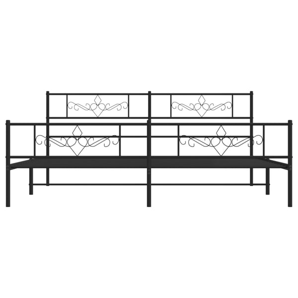 Metallinen sängynrunko päädyillä musta 183x213 cm