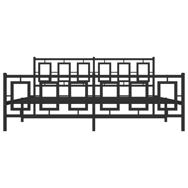 Metallinen sängynrunko päädyillä musta 183x213 cm