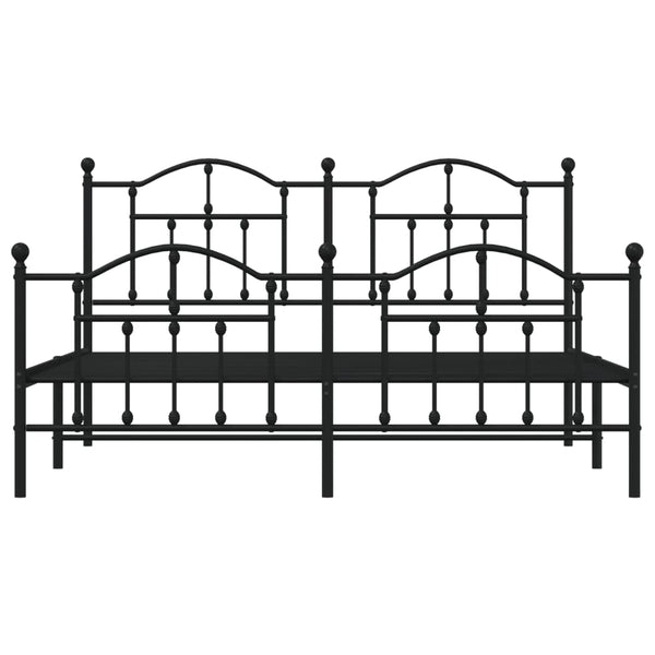 Metallinen sängynrunko päädyillä musta 183x213 cm
