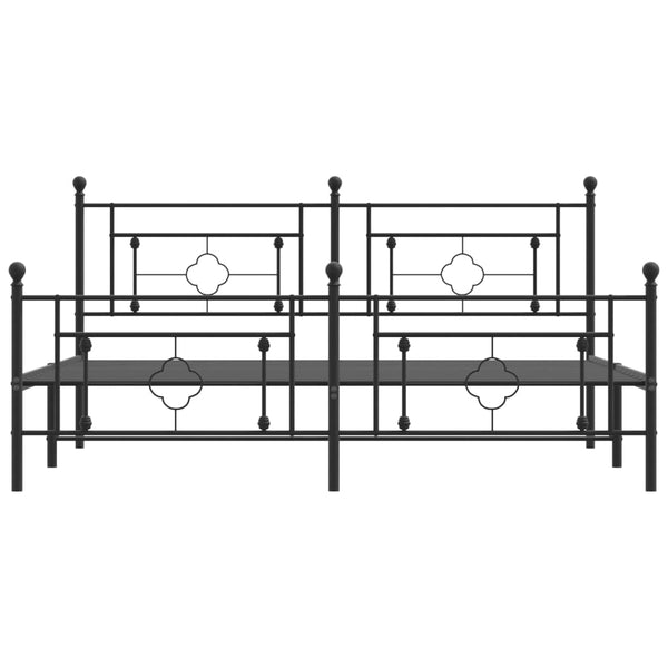 Metallinen sängynrunko päädyillä musta 183x213 cm