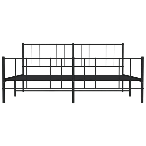 Metallinen sängynrunko päädyillä musta 183x213 cm