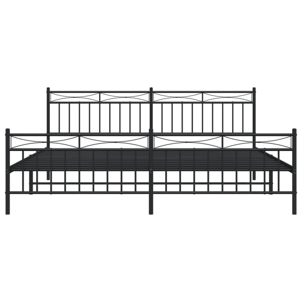 Metallinen sängynrunko päädyillä musta 193x203 cm