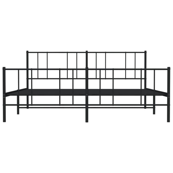 Metallinen sängynrunko päädyillä musta 193x203 cm