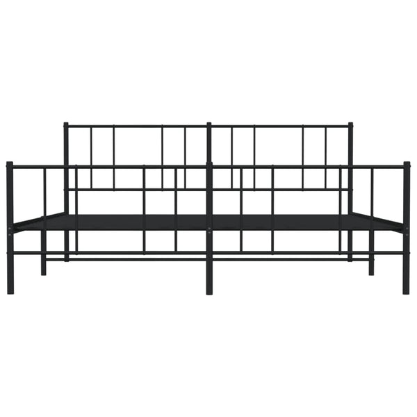 Metallinen sängynrunko päädyillä musta 200x200 cm