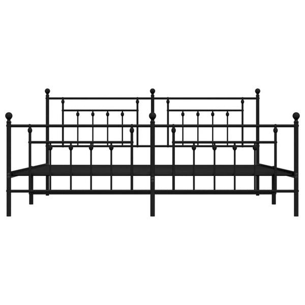 Metallinen sängynrunko päädyillä musta 200x200 cm
