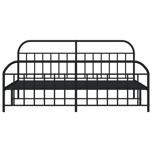 Metallinen sängynrunko päädyillä musta 200x200 cm