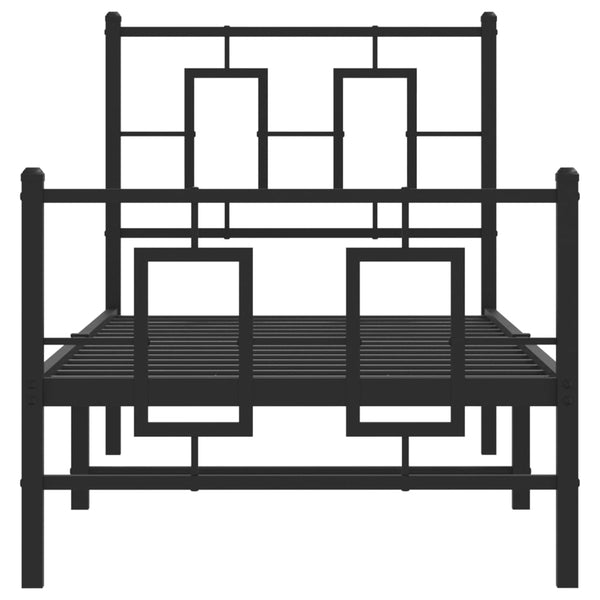 Metallinen sängynrunko päädyillä musta 75x190 cm