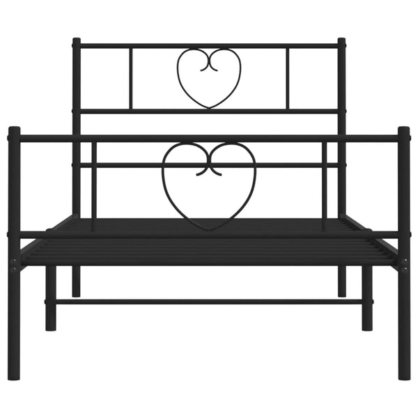 Metallinen sängynrunko päädyillä musta 75x190 cm