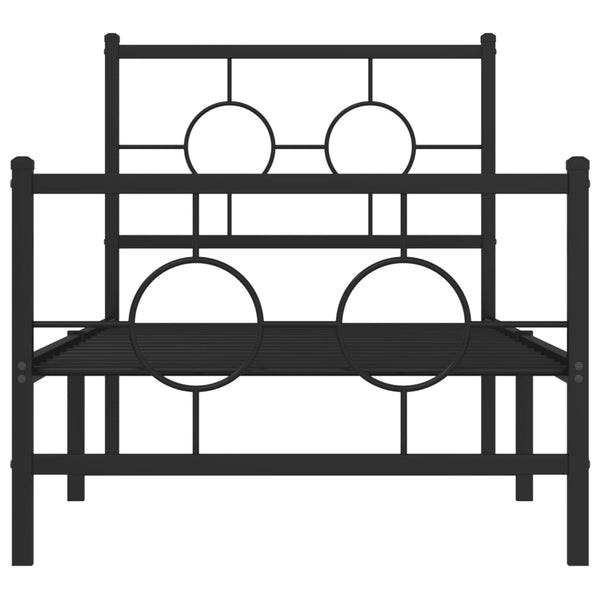 Metallinen sängynrunko päädyillä musta 75x190 cm