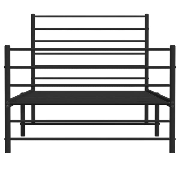 Metallinen sängynrunko päädyillä musta 75x190 cm