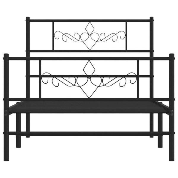 Metallinen sängynrunko päädyillä musta 80x200 cm