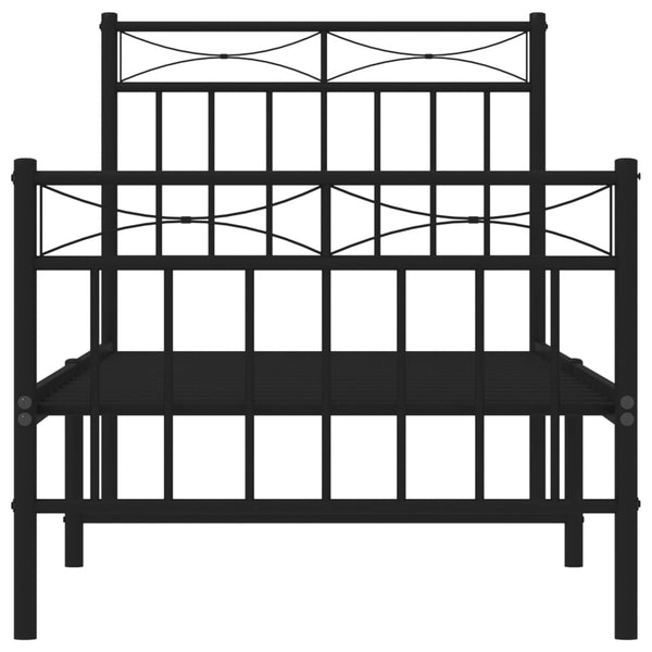 Metallinen sängynrunko päädyillä musta 80x200 cm