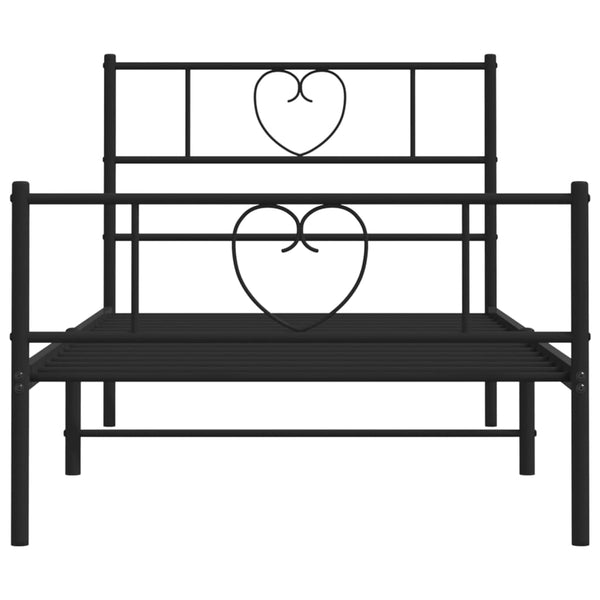 Metallinen sängynrunko päädyillä musta 90x190 cm
