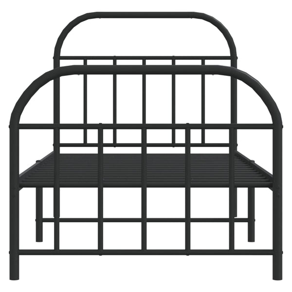 Metallinen sängynrunko päädyillä musta 90x190 cm