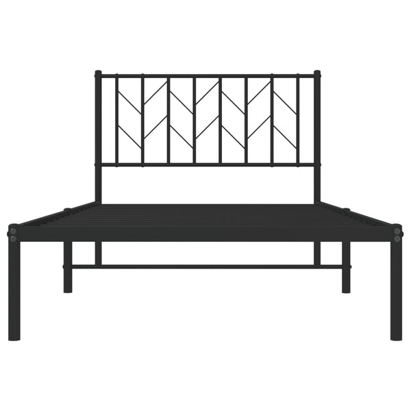 Metallinen sängynrunko päädyllä musta 100x190 cm