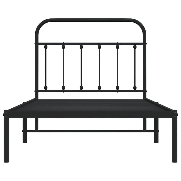 Metallinen sängynrunko päädyllä musta 100x190 cm