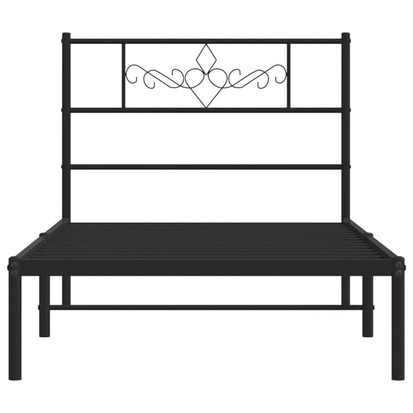 Metallinen sängynrunko päädyllä musta 100x200 cm