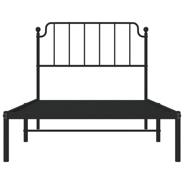 Metallinen sängynrunko päädyllä musta 100x200 cm
