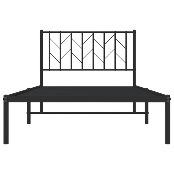Metallinen sängynrunko päädyllä musta 100x200 cm