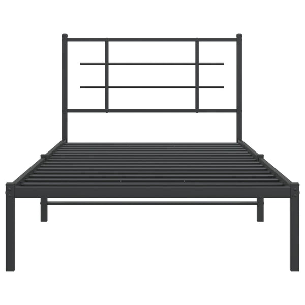 Metallinen sängynrunko päädyllä musta 107x203 cm
