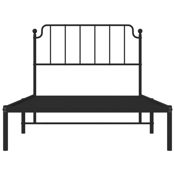 Metallinen sängynrunko päädyllä musta 107x203 cm