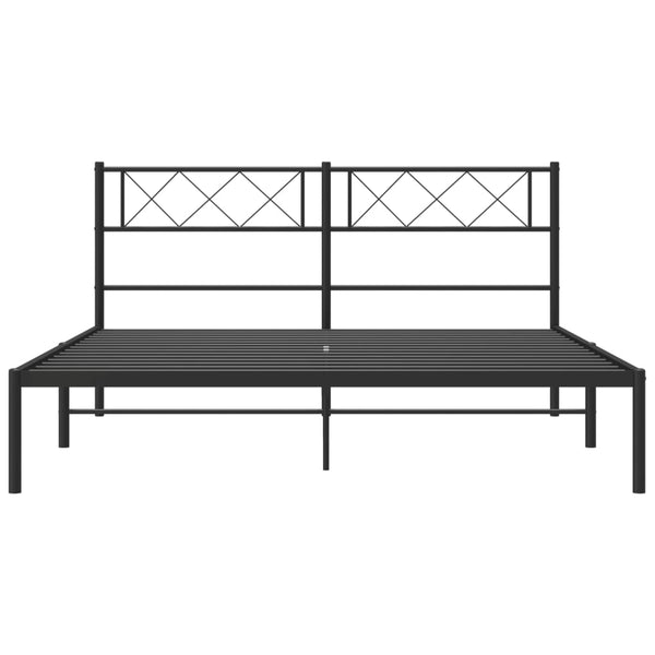 Metallinen sängynrunko päädyllä musta 120x190 cm