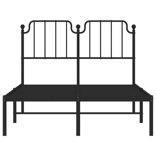 Metallinen sängynrunko päädyllä musta 120x190 cm