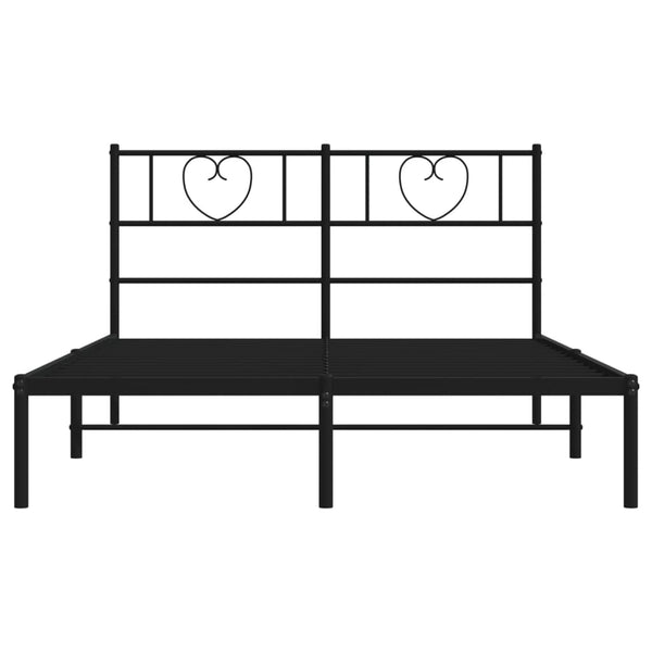 Metallinen sängynrunko päädyllä musta 120x190 cm