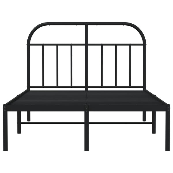 Metallinen sängynrunko päädyllä musta 120x190 cm