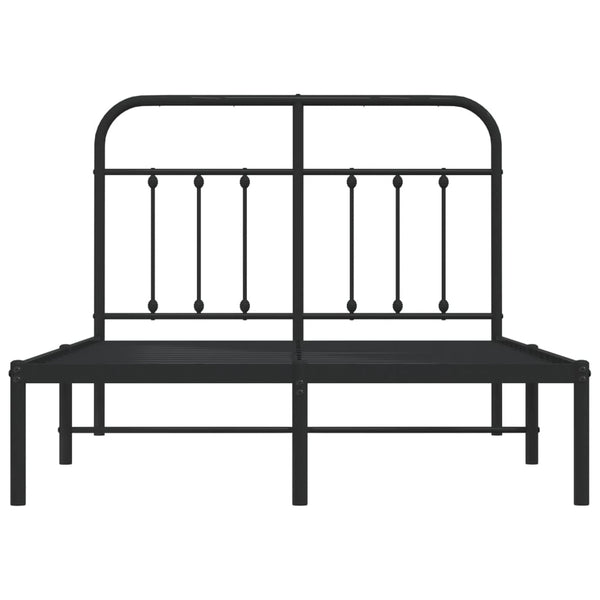 Metallinen sängynrunko päädyllä musta 120x190 cm