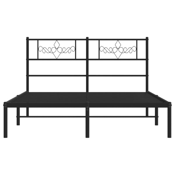 Metallinen sängynrunko päädyllä musta 120x200 cm