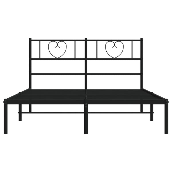 Metallinen sängynrunko päädyllä musta 135x190 cm