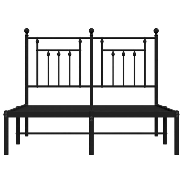 Metallinen sängynrunko päädyllä musta 135x190 cm