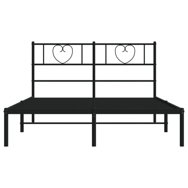 Metallinen sängynrunko päädyllä musta 140x190 cm