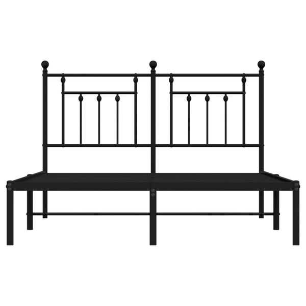 Metallinen sängynrunko päädyllä musta 140x190 cm