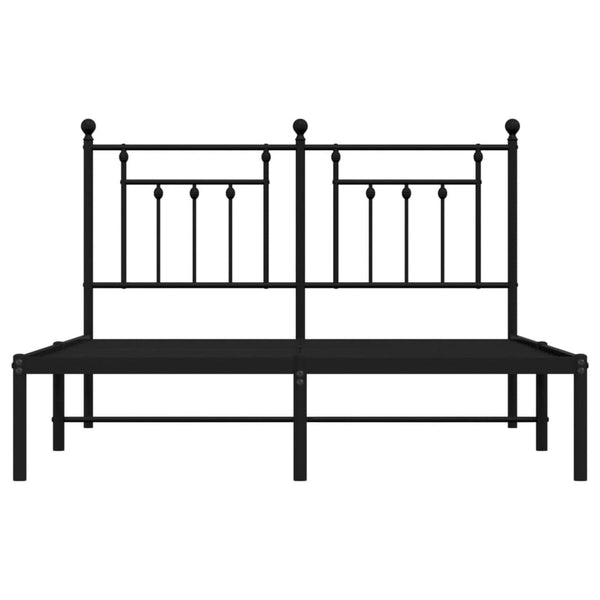 Metallinen sängynrunko päädyllä musta 140x200 cm