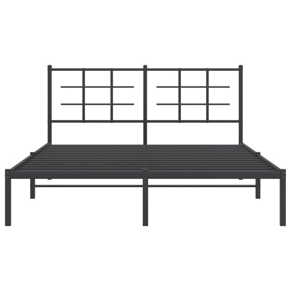 Metallinen sängynrunko päädyllä musta 150x200 cm